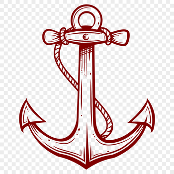 A set of metallic anchors with rope and chains, designed as a vector graphic.