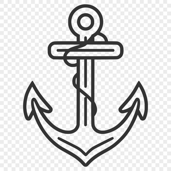 A simple nautical-themed anchor icon made up of clean lines and geometric shapes.