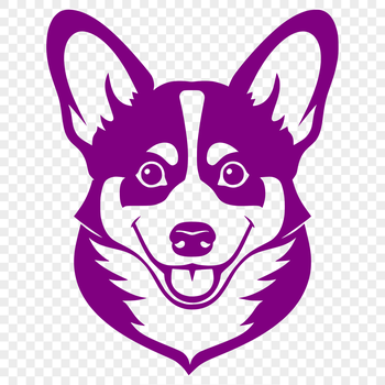 A digital illustration of a corgi's head, suitable for vector graphics design.