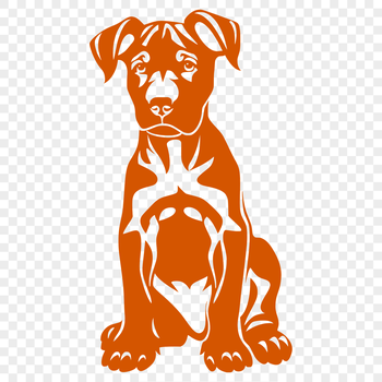 A detailed illustration of a Doberman Pinscher in full body pose, sitting calmly.