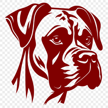 A high-quality digital illustration of a Boxer dog's head.