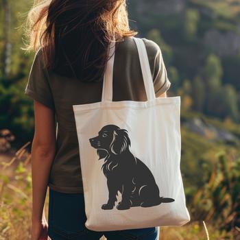 A full-body illustration of a Cocker Spaniel sitting with a calm expression.