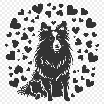 A portrait illustration of a Shetland Sheepdog sitting on its haunches.