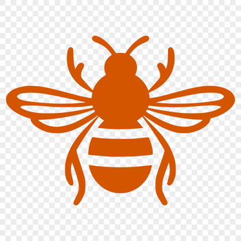 Simple line drawing of a full-body bee insect with detailed illustration.