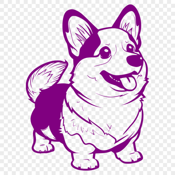 A standing dog breed from Wales, depicted in a full-body illustration.