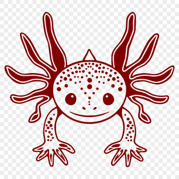 An illustration of a Mexican axolotl amphibian's head with detailed features.