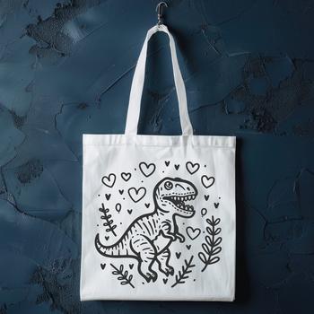A full-body illustration of a Tyrannosaurus Rex dinosaur with a playful touch.