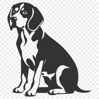 A detailed, full-body illustration of a sitting beagle dog with realistic features.