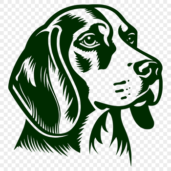 An illustration of a beagle's head, a popular breed of dog.