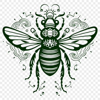 A stylized illustration of a bee in full body view, suitable for gardening and craft projects.