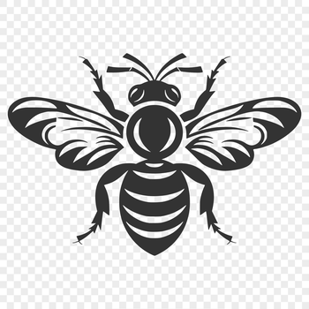 A detailed illustration of a bee in full body view, showcasing its distinctive features.