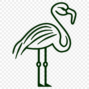 A simple line drawing of a flamingo in full-body pose, suitable for vector art and commercial or personal use.