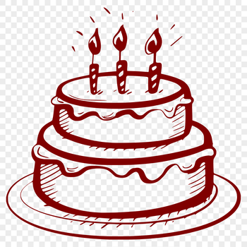 A colorful digital birthday cake design with layers and decorations.