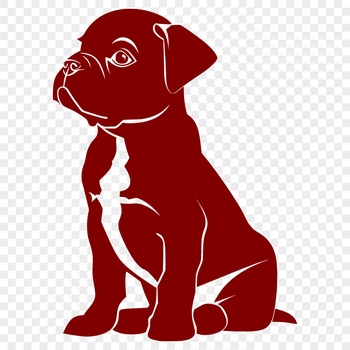 Close-up illustration of a sitting Boxer dog breed with a full body perspective.