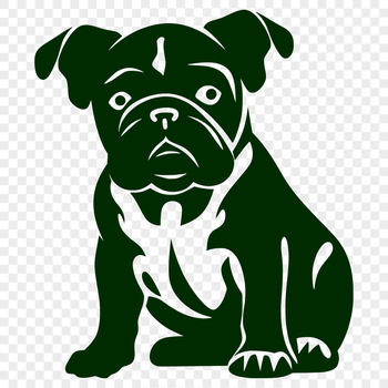 Vector illustration of a full-body Bulldog sitting in a relaxed position.