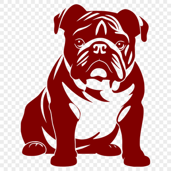 A detailed illustration of a bulldog in a sitting position.