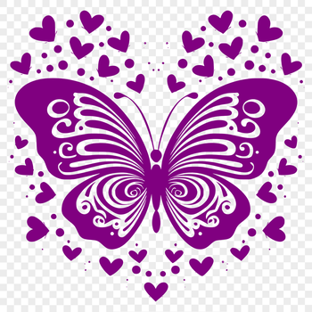 A colorful illustration of a full-body insect with love hearts, suitable for gardening-themed designs.