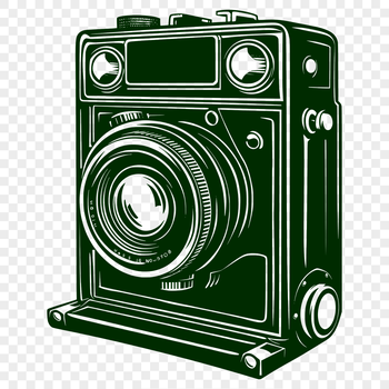 A digital camera symbol made from bold lines and simple shapes, suitable for web design and graphic projects.