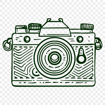 A digital camera icon for graphic design purposes.