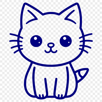 A simple line drawing of a cute sitting cat in full body pose, suitable for various digital and crafting purposes.