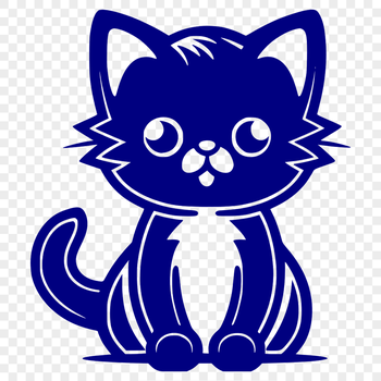 A sitting cat depicted in full body with simple vector lines, suitable for digital design and craft projects.