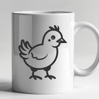 A simple line-drawn illustration of a cute chick in full-body pose.