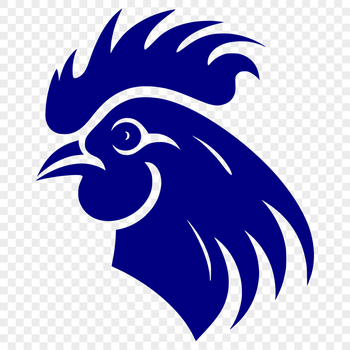 Illustrated chicken graphic with detailed head and body features.