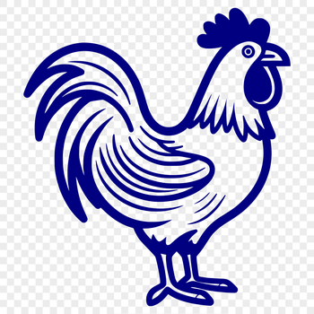 A simple line drawing of a full-body chicken.