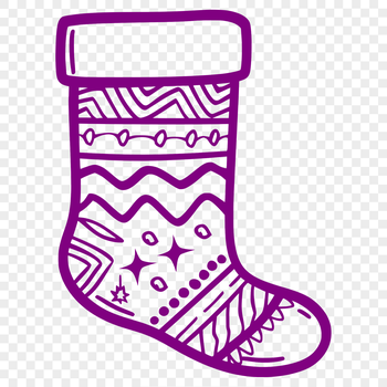 A digital illustration of a Christmas stocking in various shapes and sizes.