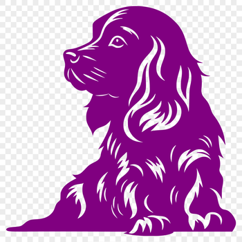 A full-body illustration of a sitting Cocker Spaniel dog breed in a vector format.
