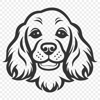 A high-quality digital illustration of a Cocker Spaniel's head, suitable for graphic design and vector art projects.