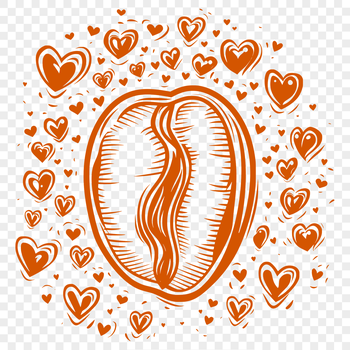 A digital representation of a single coffee bean, designed for various design applications.