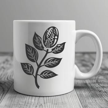 An illustrated coffee bean plant with a single ripe coffee berry, suitable for vector graphics design.