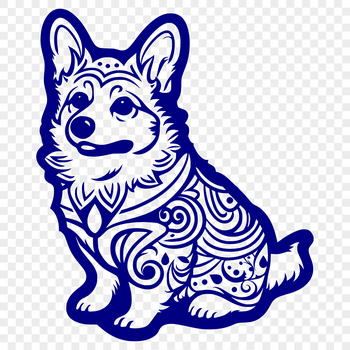 A full-body illustration of a corgi sitting on the ground, rendered in vector art style.