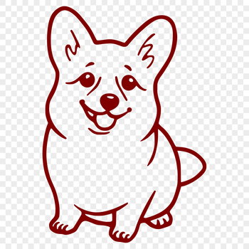 A seated corgi dog with full body depiction.