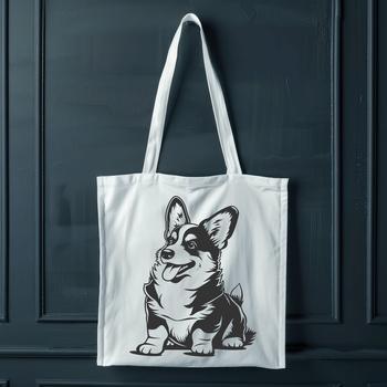 A vector illustration of a corgi in full body pose, sitting on its haunches.