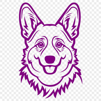 A vector illustration of a corgi's head with a focus on the facial features.