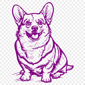 A full-body illustration of a sitting Corgi in a simple vector design.