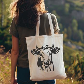 A digital illustration of a cow's head, suitable for graphic design projects.