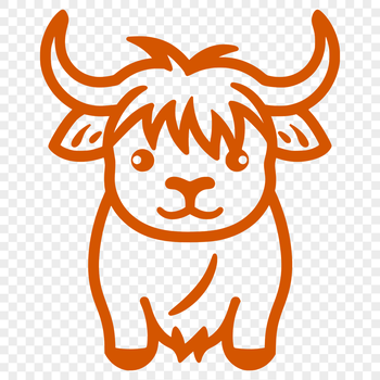 Simple line drawing of a farm animal, a full-body cow illustration.