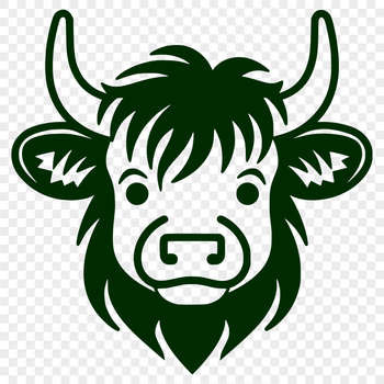 A close-up of a cow's head, illustrating a farm animal in a neutral pose.