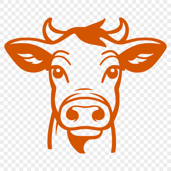 A simple line drawing illustration of a farm animal's head.