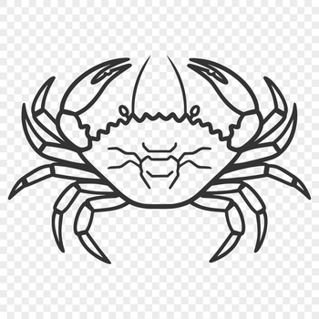 A detailed outline illustration of a crab, suitable for cutting or stenciling with a machine like Cricut.