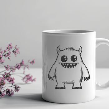 A colorful illustration of a cute monster in a Halloween theme.