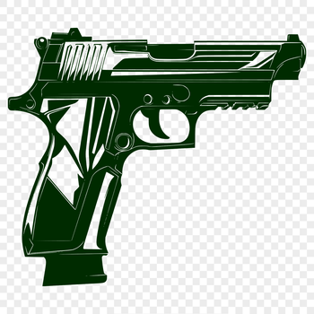 A detailed illustration of a handgun, suitable for graphic design projects.