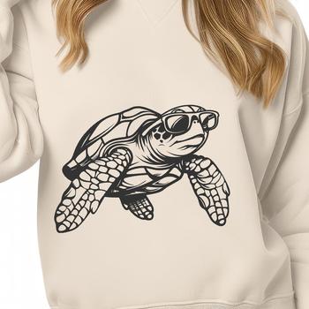 SVG illustration of a sea turtle wearing glasses, rendered in high detail as a vector graphic.