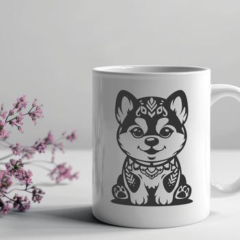 Artistic Sitting Shiba Inu Clip Art