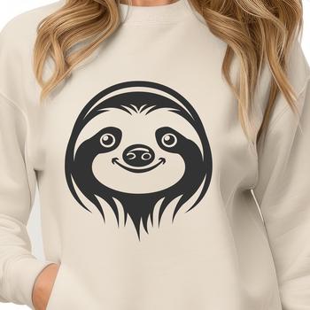 A sloth's head with detailed fur texture, suitable for vector art designs.