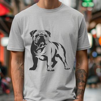 A detailed illustration of a standing bulldog, suitable as vector art for various design projects.