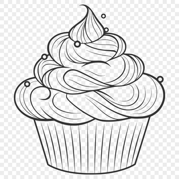 A single serving-sized cake in the shape of a cup, typically decorated with frosting and toppings.